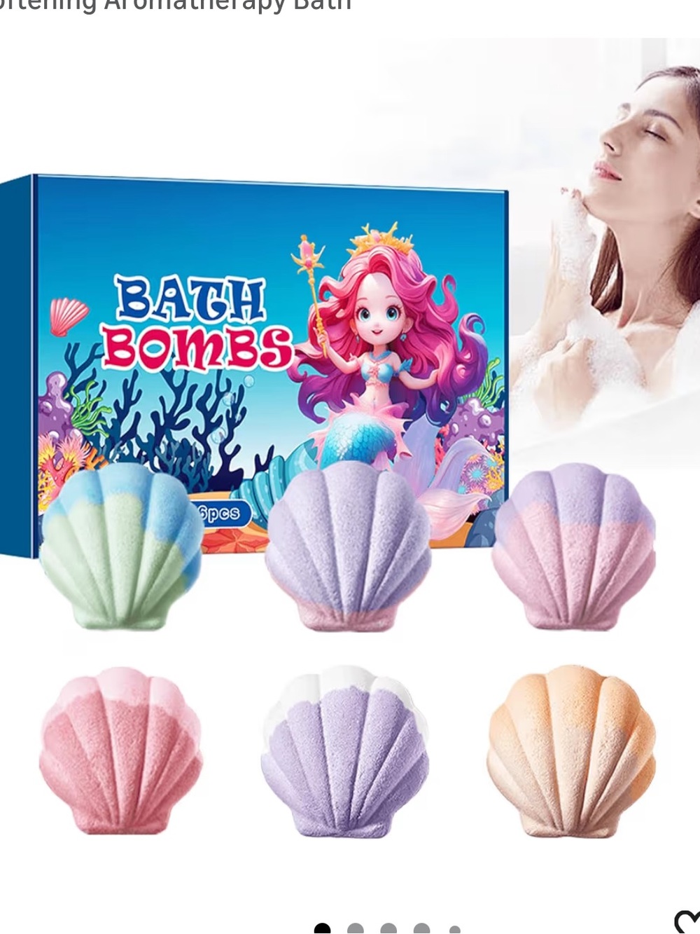6-Pack Dual-Tone Seashell Bath Bombs - Relaxing Scents Gift Set new unopened